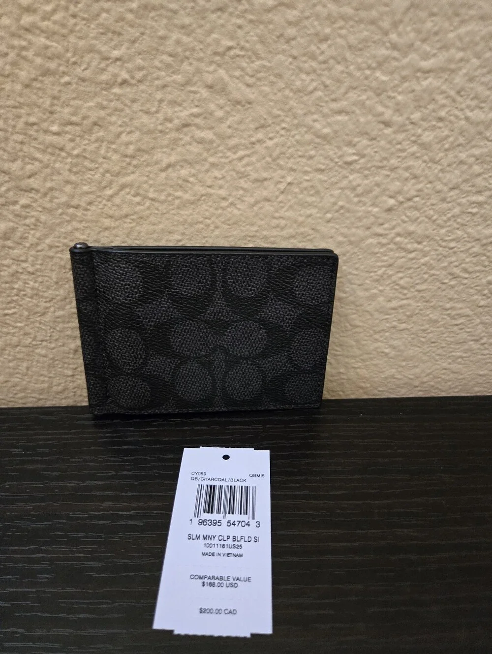 Coach Slim Money Clip Billfold Wallet In Signature Canvas